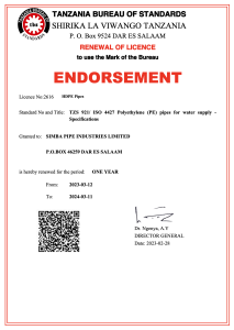 TBS – HDPE endorsement certificate 2023-2024